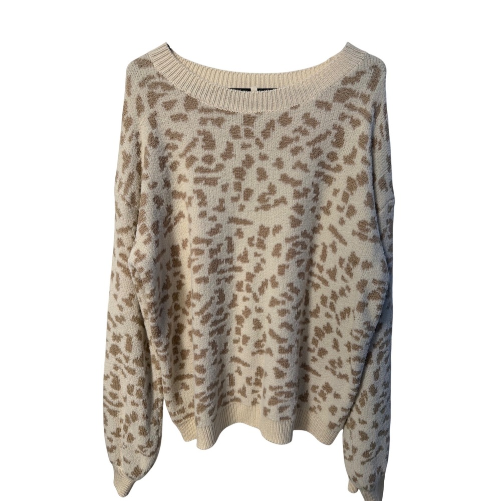 Jodifl Leopard Sweater Womens S Cream Tan Animal Print Slouchy